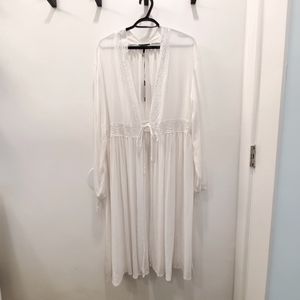 NWT Bobi Black white lace duster cover up